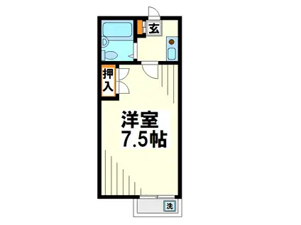 アクアコート調布II(1K/1階)の間取り写真
