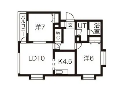 コルティール3番館(2LDK/1階)の間取り写真