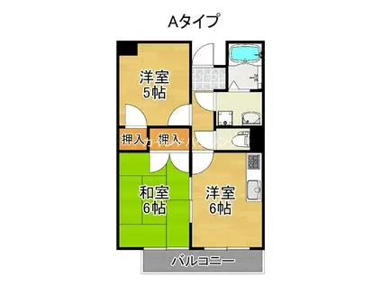 トミー六番館(2DK/4階)の間取り写真