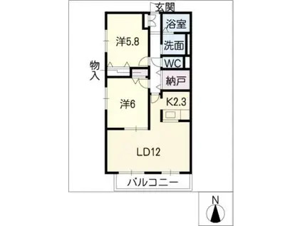 プレミール(2LDK/1階)の間取り写真