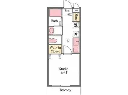 アクタス(1K/2階)の間取り写真