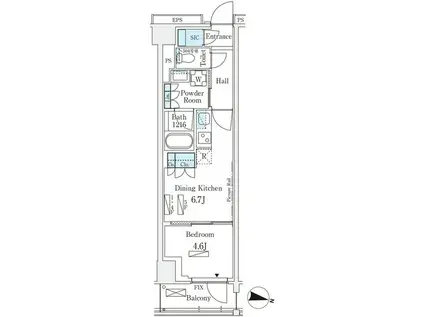 ロイヤルパークス赤羽サウス(1DK/1階)の間取り写真