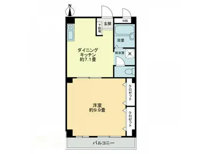 フィネス秋桜(1DK/1階)の間取り写真