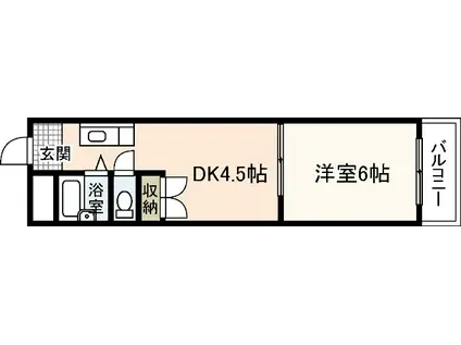 北川ビル(1DK/4階)の間取り写真
