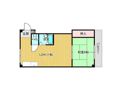 安立ハイツ(1LDK/3階)の間取り写真