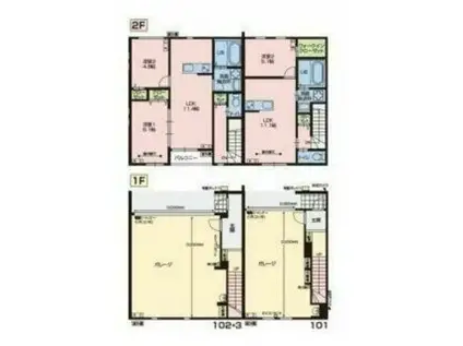 シェブロン大倉山(2LDK/1階)の間取り写真