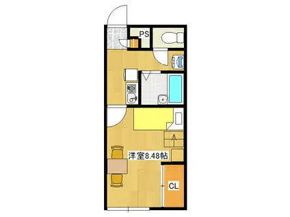 VERISSIMO松前台II(1K/1階)の間取り写真