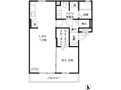 ヴィルヌーブ(1LDK/3階)の間取り写真
