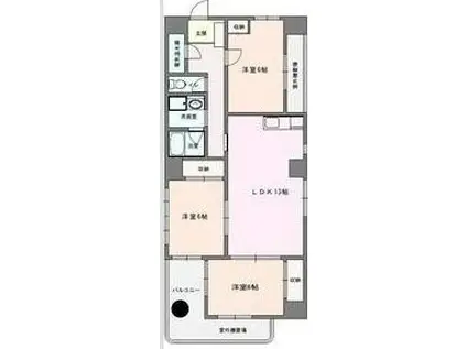 浅美マンション(3LDK/8階)の間取り写真