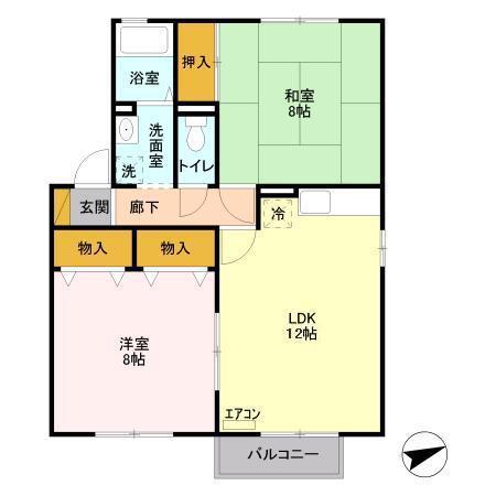 エトワールB(2LDK/1階)の間取り写真