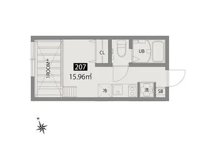 チトフナアパートメント(ワンルーム/2階)の間取り写真