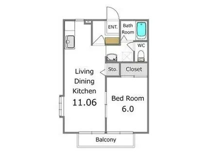 サンフラワーA(1LDK/1階)の間取り写真