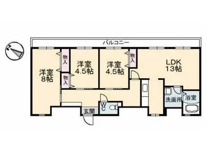 C.C.COURT五日市駅前(3LDK/5階)の間取り写真