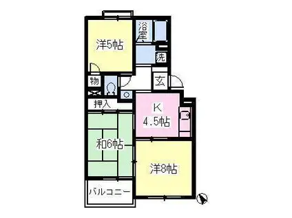 アプレインヒルズ(3K/3階)の間取り写真