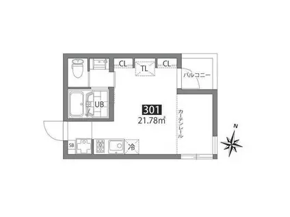 品川テラス(1DK/3階)の間取り写真