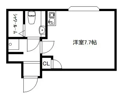 アンフィニビル(ワンルーム/3階)の間取り写真