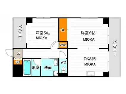 サンライズマンション(2DK/5階)の間取り写真