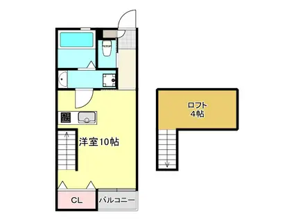 レアルI(1K/2階)の間取り写真