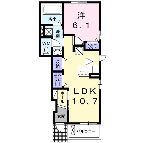 エテルノ IV(1LDK/1階)の間取り写真