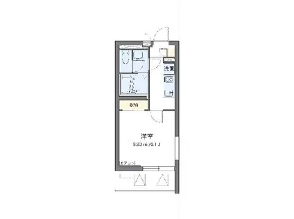 クレイノグレイスコーポ薩摩II(1K/2階)の間取り写真