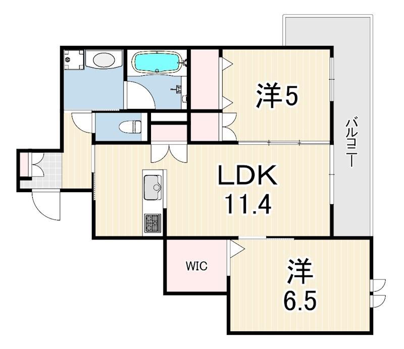 HEBEL MAISON 六甲篠原中町(2LDK/2階)の間取り写真