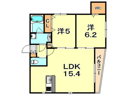 セゾン ド オカモト(2LDK/2階)の間取り写真