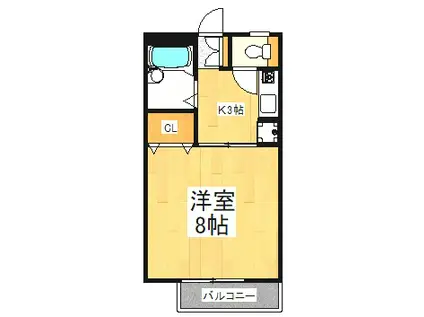 カレッタS(1K/1階)の間取り写真