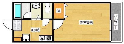 オレンジハウス(1K/1階)の間取り写真