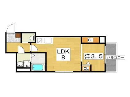 ALEGRIA香里園II(1LDK/2階)の間取り写真