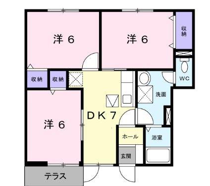 キャメルハウス A棟(3DK/1階)の間取り写真
