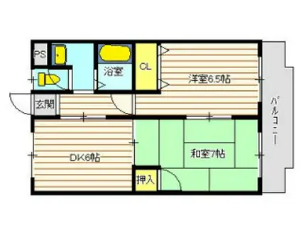 マンションサエイ(2DK/1階)の間取り写真
