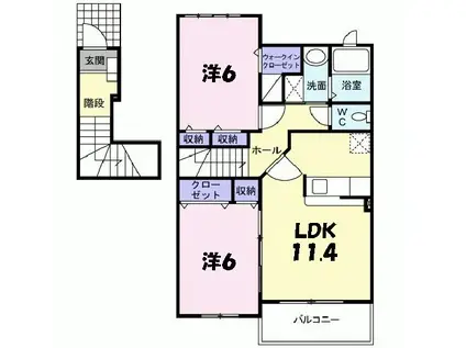 ベルファミーユIII 2番館(2LDK/2階)の間取り写真