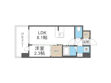 セレニテ十三ミラク(1LDK/8階)の間取り写真