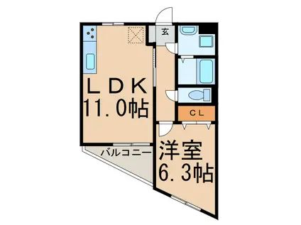 サンロード中央(1LDK/1階)の間取り写真
