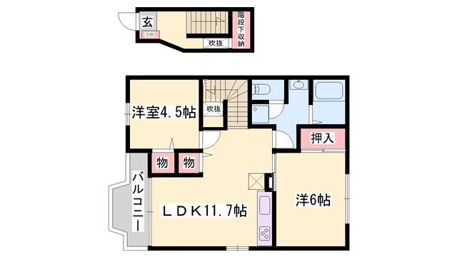 グレイスフルフィールドII(2LDK/2階)の間取り写真