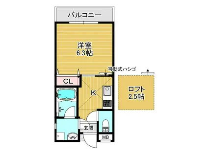 万町ハイツ(1SK/2階)の間取り写真
