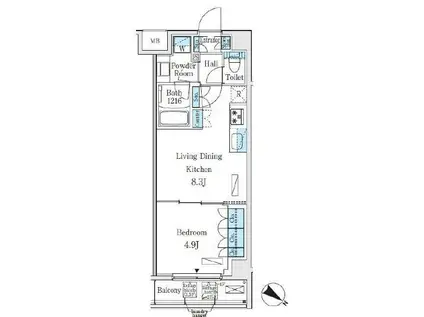 ライズ代々木III(1LDK/4階)の間取り写真