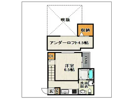 リヴェール周船寺(1K/2階)の間取り写真