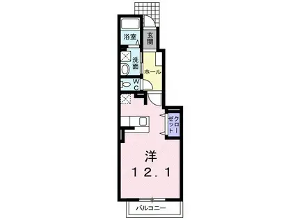 リバーサイドリリー(ワンルーム/1階)の間取り写真