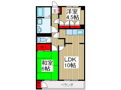 シミズマンション(2LDK/1階)の間取り写真