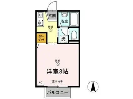 レジデンス高柳A棟(ワンルーム/2階)の間取り写真