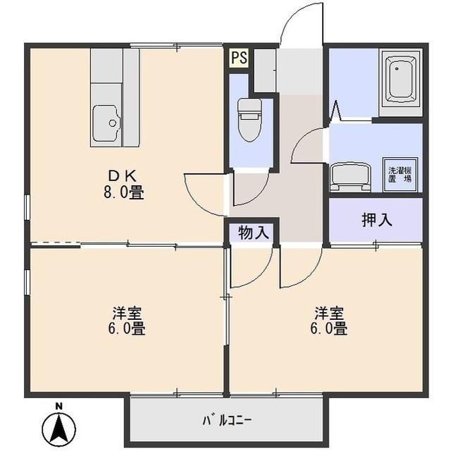 グリーンシティー(2DK/2階)の間取り写真