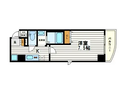 ルミエール瓦屋町(1K/9階)の間取り写真