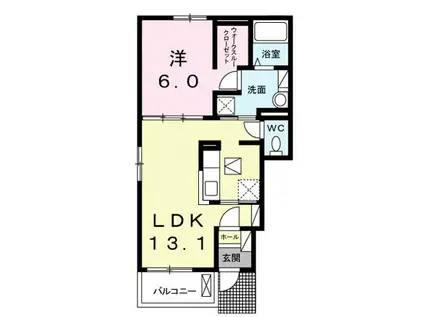 ラック ドゥ(1LDK/1階)の間取り写真