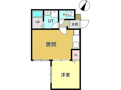 ビブレ豊平公園(1DK/4階)の間取り写真