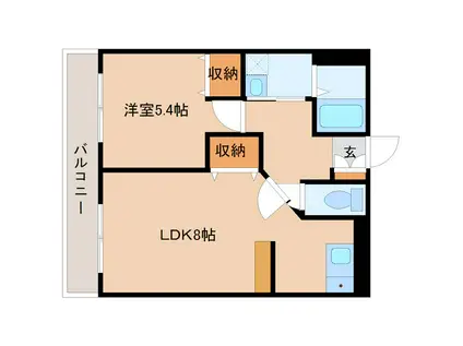 ピエモンテ二日市(1LDK/5階)の間取り写真