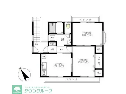 シティハイツウエダ(2DK/2階)の間取り写真