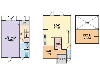 MS GARAGE(1LDK/1階)の間取り写真