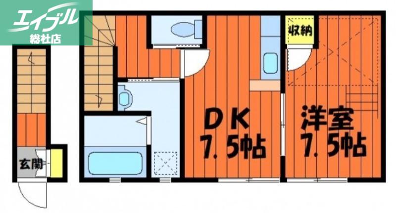 ノーブル寿美(1DK/2階)の間取り写真