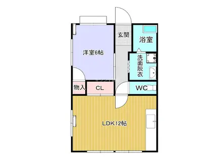 本町ガーデンホームズB(1LDK/1階)の間取り写真